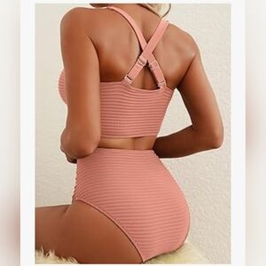 Ribbed Pink Bikini Set Size Large L